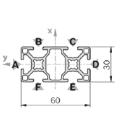 Aluminum Extrusion 30x60 Profile Cross Section